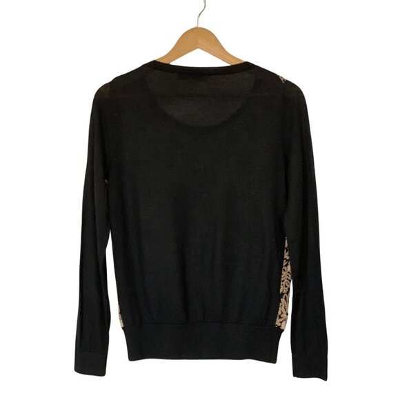 LOFT Metallic Jacquard Front Sweater – Black/Gold – SZ M - Picture 2 of 7